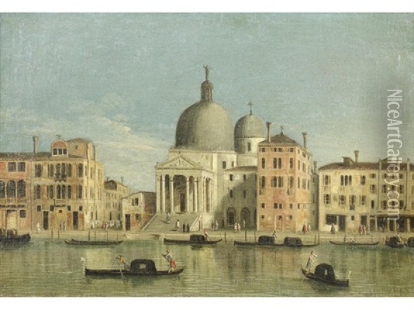 San Pietro Di Castello, Venice (+ And The Grand Canal With San Simeone Piccolo, Venice; Pair) Oil Painting - Gaetano Vetturali