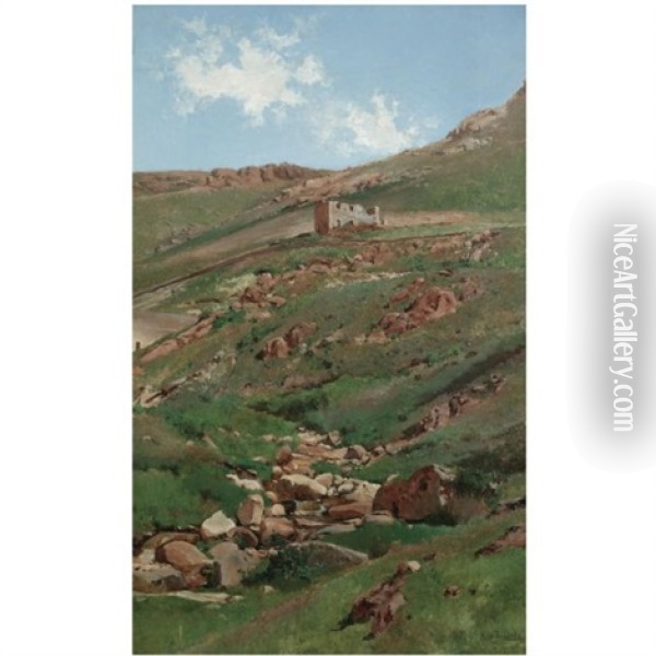 Un Paisaje De El Escorial (landscape In El Escorial) Oil Painting - Aureliano De Beruete