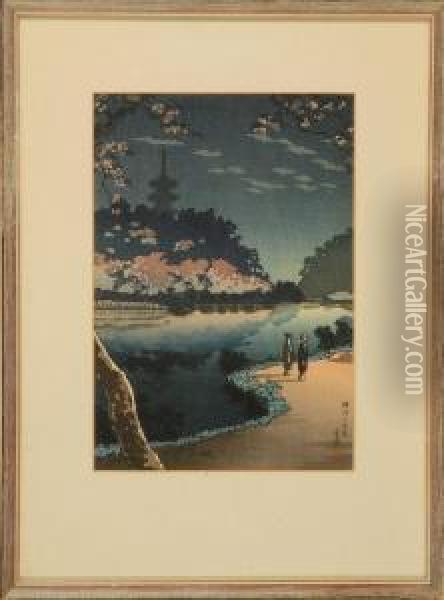 Shinobazu Pond Oil Painting - Tsuchiya Koitsu