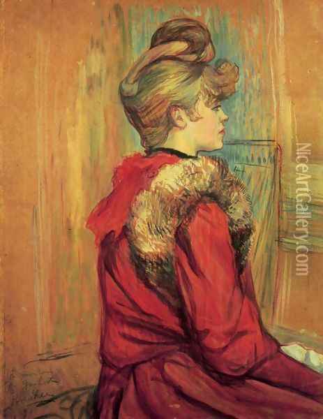 Girl In A Fur Mademoiselle Jeanne Fontaine Oil Painting - Henri De Toulouse-Lautrec