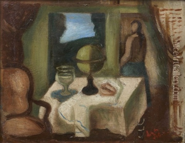 La Table Blanche Dans L'atelier Oil Painting - Amedee Marie Dominique Dubois de La Patelliere