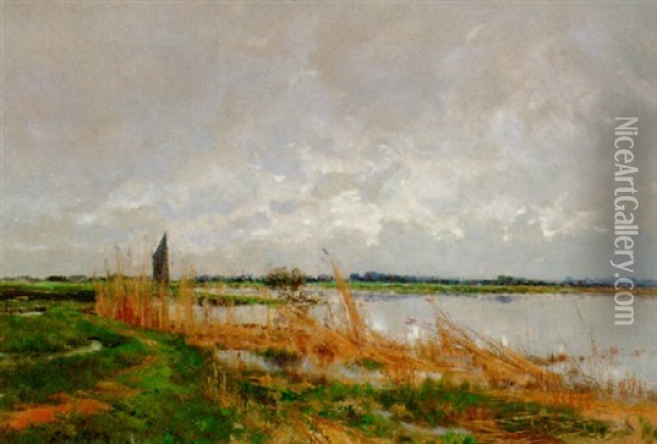 Across The Broads Oil Painting - Sir David Murray