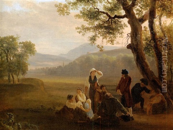 Voltaire En Conversation Avec Un Groupe De Paysans Oil Painting - Jean Voltaire Huber