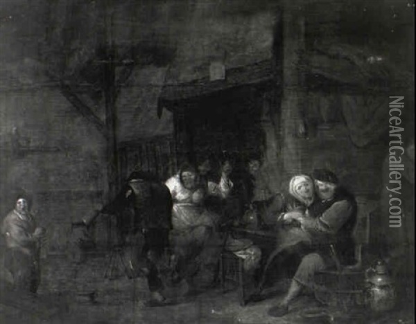 Peasants Drinking In A Tavern Oil Painting - Daniel Boone