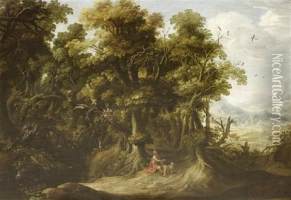 Waldlandschaft Mit Johannes Dem Taufer Oil Painting - Abraham Govaerts
