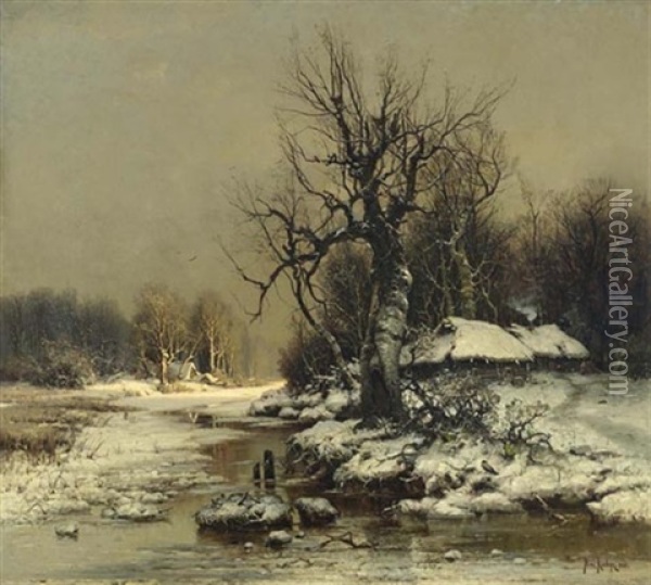 Winterlandschaft Oil Painting - Yuliy Yulevich (Julius) Klever