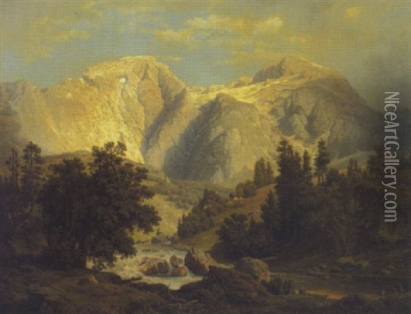 Parti Fra Berchtesgaden Oil Painting - Leonhard Rausch