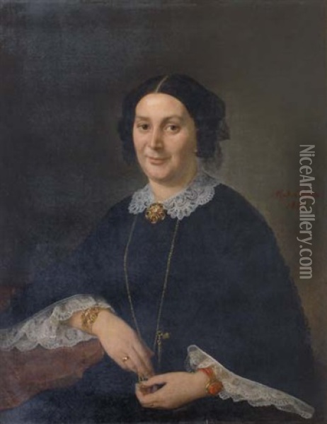 Portrait De Dame De Qualite Oil Painting - Alphonse Colas