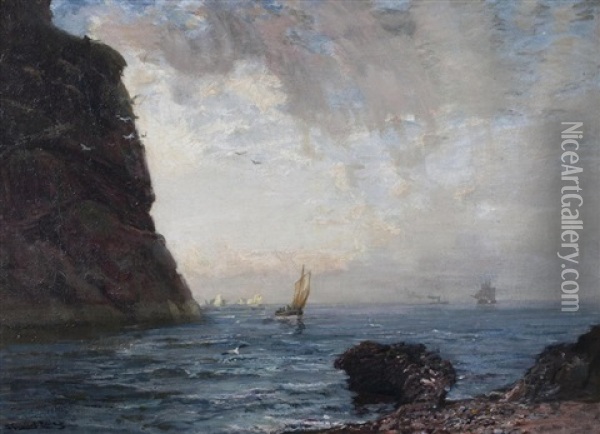 Shipping Off The Bass Rock Oil Painting - James Campbell Noble