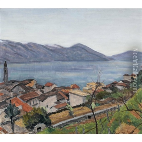 Ascona Am Lago Maggiore Oil Painting - Ernest Hiram Bruelhart