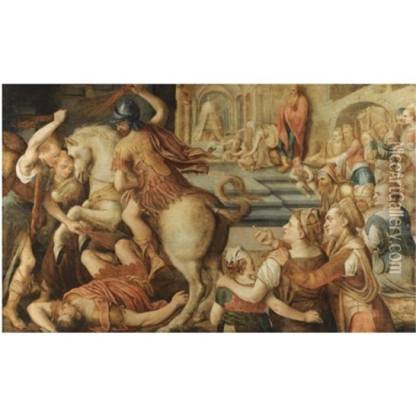The Expulsion Of Heliodorus Oil Painting - Frans Floris the Elder