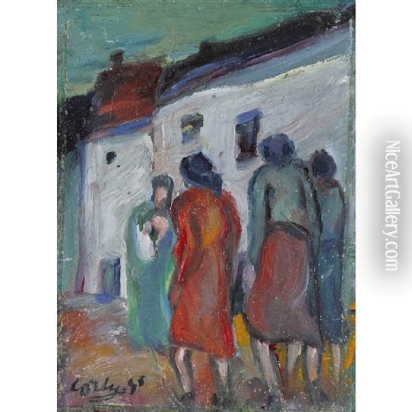 Strassenpartie Mit Frauen Oil Painting - Giovanni-Battista Corti