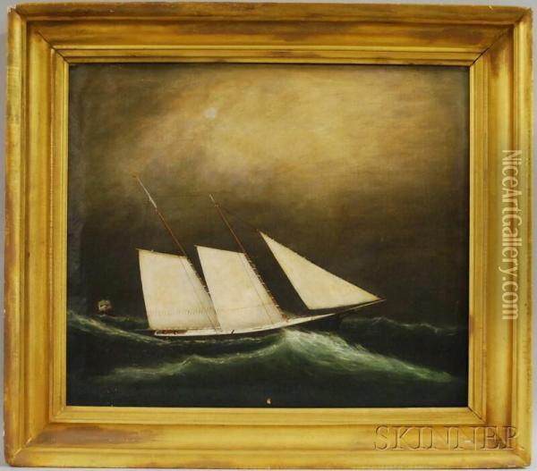 Schooner In A Storm Oil Painting - Clement Drew