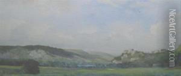 Distant View The Seine And Chateau Gaillard' Oil Painting - John Moore