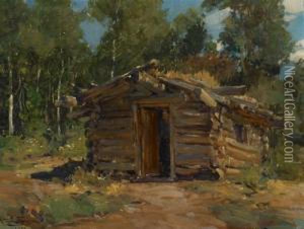 Homesteader Cabin, Colorado Oil Painting - Frank Tenney Johnson