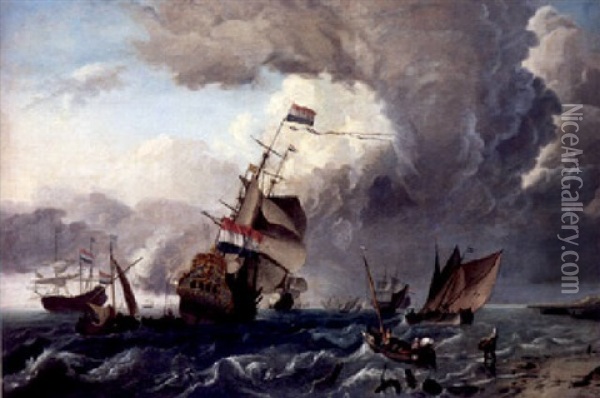 Marine De Haute Mer Oil Painting - Ludolf Backhuysen the Elder