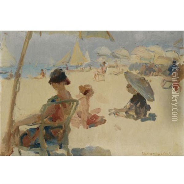 Figures On The Beach Of Ll Lido Di Venezia Oil Painting - Isaac Israels