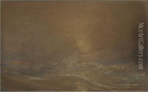 Sunset Over Rough Seas Oil Painting - Theodore Gudin