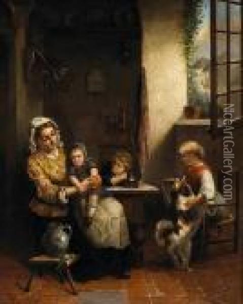 In The Kitchen Oil Painting - Henri Jozef Dillens