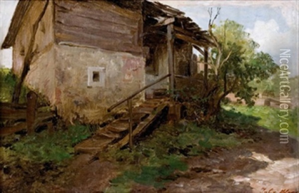 Verfallene Bauernhutte Oil Painting - Julius von Blaas