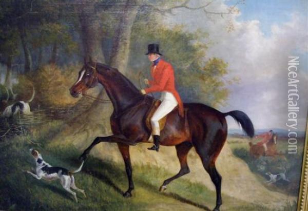 Huntsman On A Chestnut Hunte Oil Painting - John Jnr. Ferneley