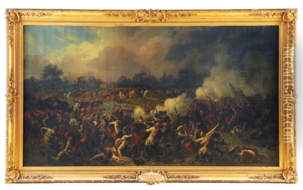 Le General Espinasse Au Combat De Marcallo, Lors De Bataille De Magenta Oil Painting - Jules Rigo