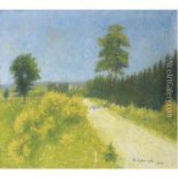 La Route De Belveze Vers Le Relais Oil Painting - Achille Lauge