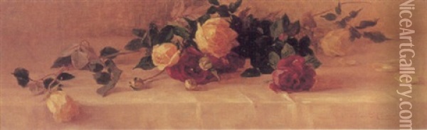Roses On A Table Oil Painting - Alice Brown Chittenden