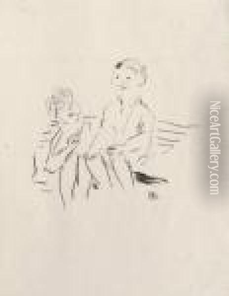 Deux Enfants Sur Un Banc Oil Painting - Pierre Bonnard