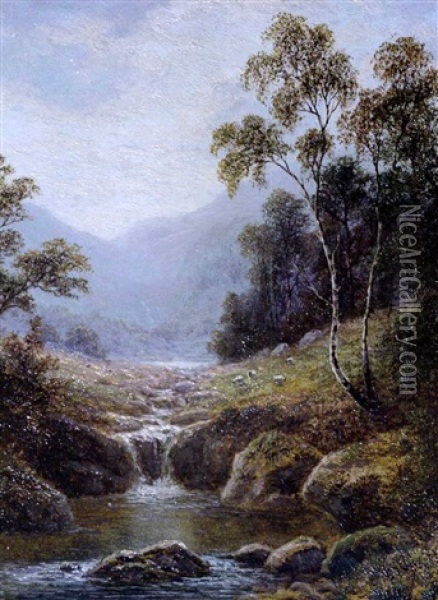 Vista Cerca De Capel Curing, Gales Del Norte (view Near Capel Curing, North Wales) Oil Painting - William Mellor