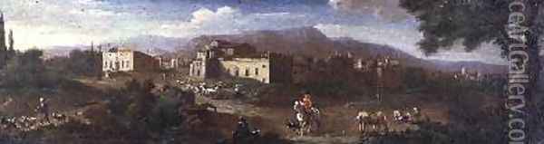 A Monastery in the Roman Campagna Oil Painting - Hendrik Frans Van Lint