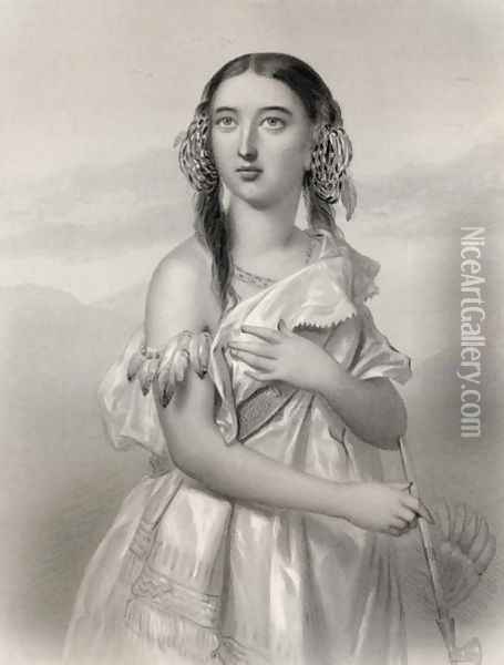 Pocahontas 1595-1617 illustration from World Noted Women by Mary Cowden Clarke, 1858 Oil Painting - Pierre Gustave Eugene (Gustave) Staal