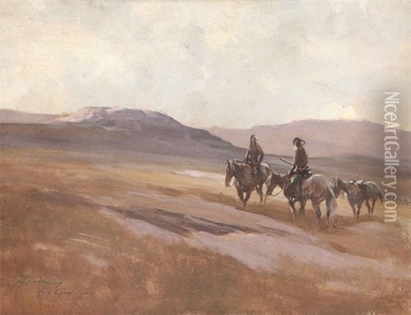 Two Indian Riders Oil Painting - Edward Borein