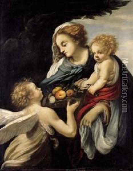 The Madonna And Child With An Angel Oil Painting - Giovanni Battista Vanni