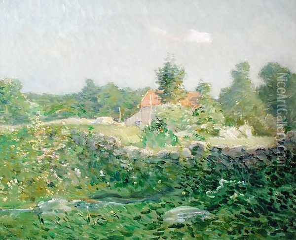 Landscape and Farm, c.1895 Oil Painting - Julian Alden Weir