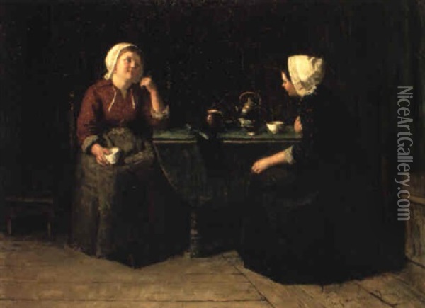 Het Theeuurtje Oil Painting - Ludovicius Johannes van Ervens Dorens