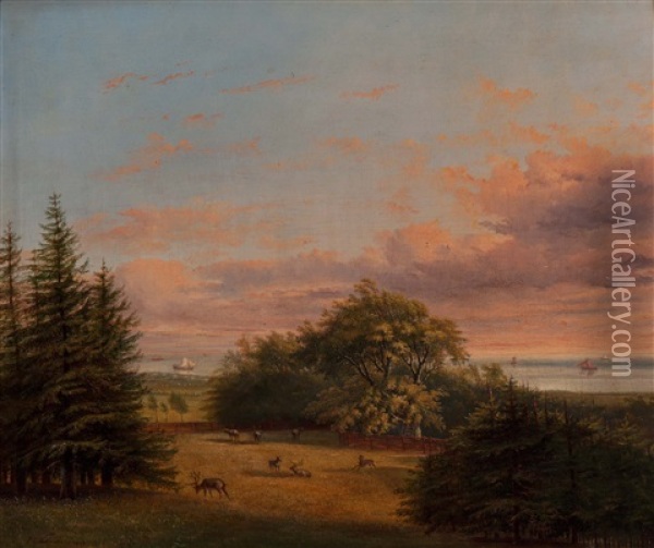 Herten In Het Avondgloren Oil Painting - Pieter George Westenberg