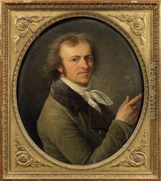 Portrait D'homme Oil Painting - Jacques-Augustin-Catherine Pajou