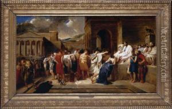 Brutus Condemning His Sons To Death Oil Painting - Guillaume Lethiere