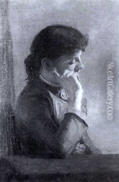 Portrait Einer Jungen Dame In Blauem Kleid Oil Painting - Karl Goll