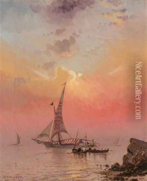 Sail In Sunset Oil Painting - Julian O. Davidson