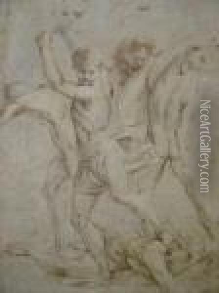 Study Of A Group Of Fighting Figures Oil Painting - Raphael (Raffaello Sanzio of Urbino)