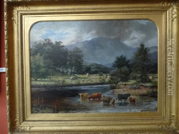 Summer River Landscape In The Highlands Oil Painting - David George Steell