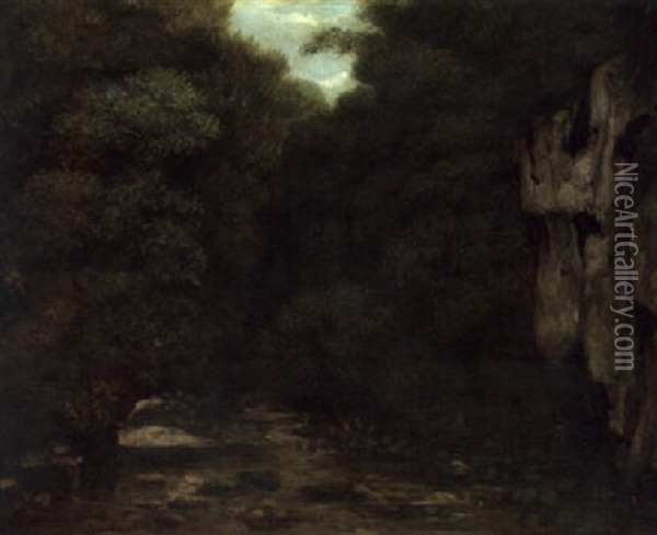Les Puits Noir Oil Painting - Gustave Courbet