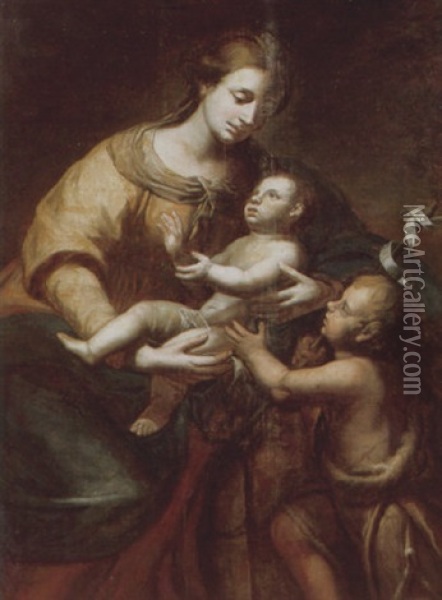 The Madonna And Child With Saint John The Baptist Oil Painting - Enea Salmeggia