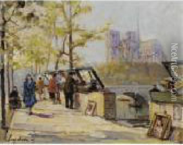 Notre Dame De Paris Oil Painting - Georges Lapchine