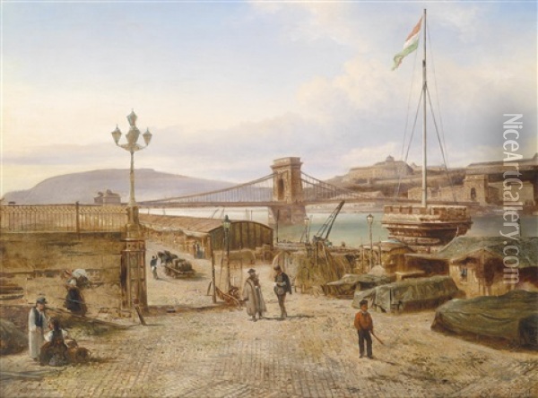 Blick Auf Buda Oil Painting - Elias Pieter van Bommel