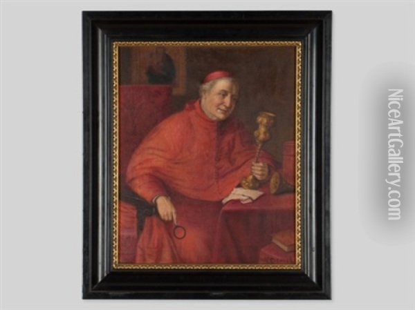 Cardinal Admiring A Monstrance Oil Painting - Franz (August Waidhofer) Demel
