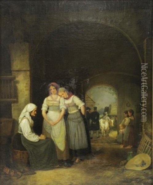 Receiving The News Oil Painting - Johann Friedrich Karl Kreul