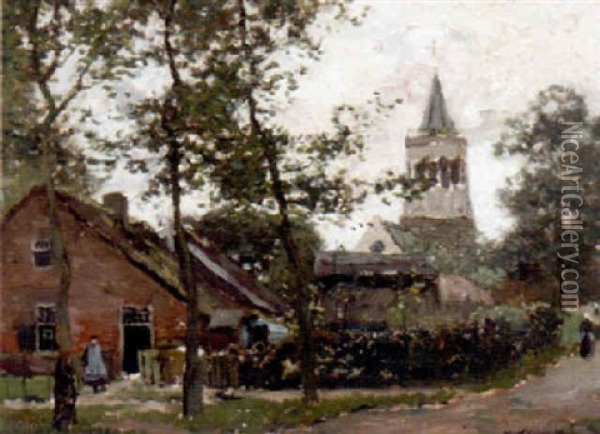 Landscape With Church Oil Painting - Henry Ward Ranger